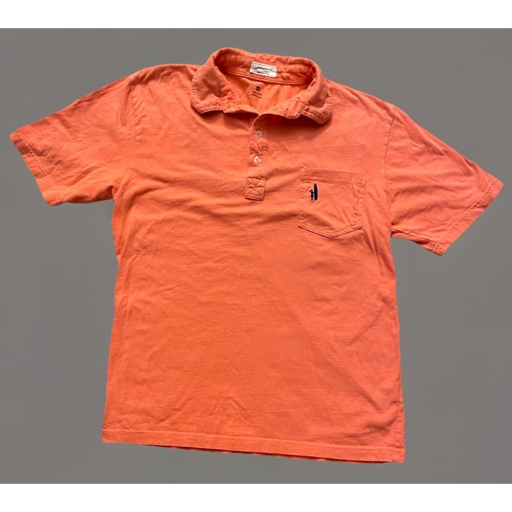 Johnnie-O West Coast Prep Short Sleeve Polo Shirt Orange Logo Medium JBHS